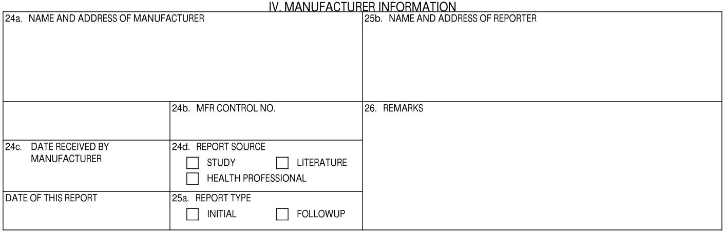 IV. Manufacturer Information Section