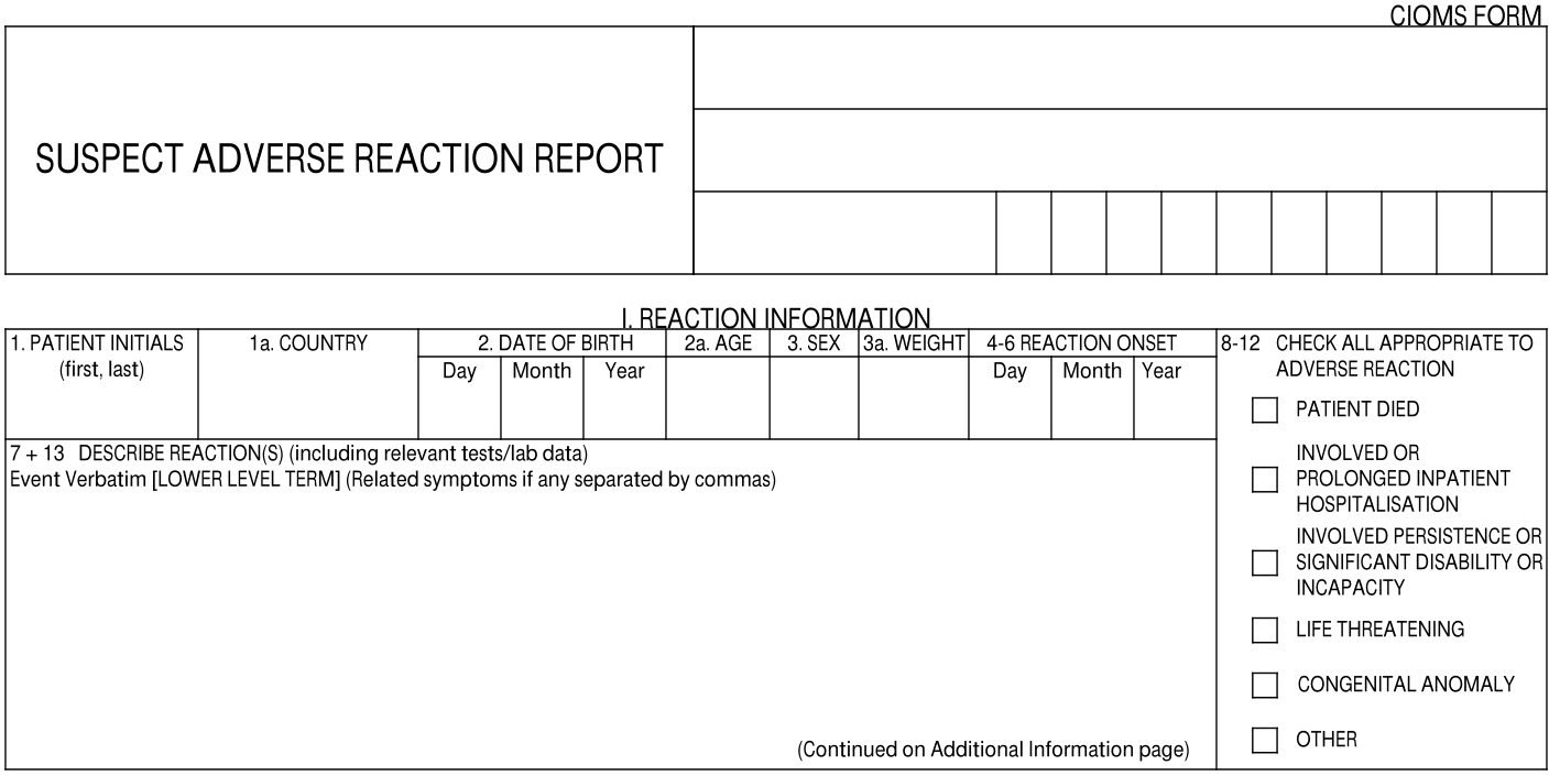 I. Reaction Information Section