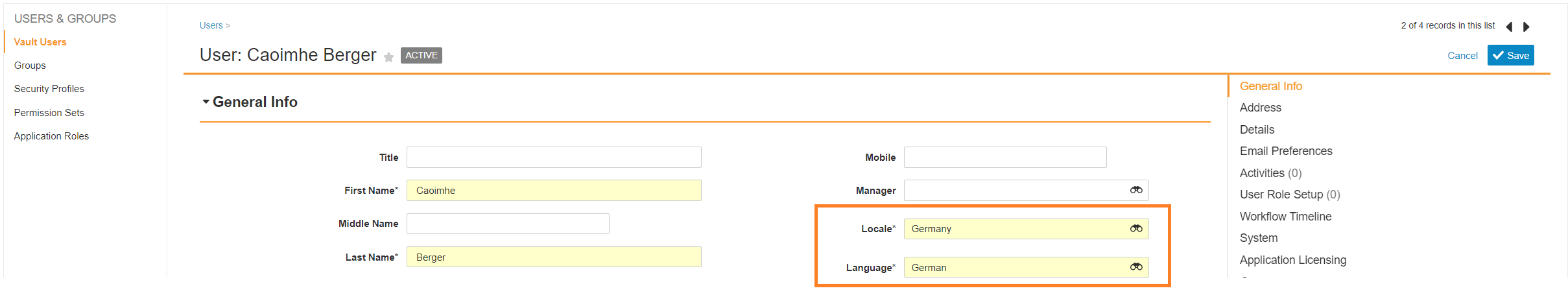 Language and Locale Settings on User Profile